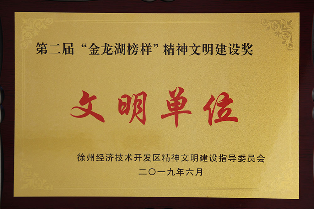 2019年6月第二届“金龙湖榜样”精神文明建设奖“文明单位”奖牌