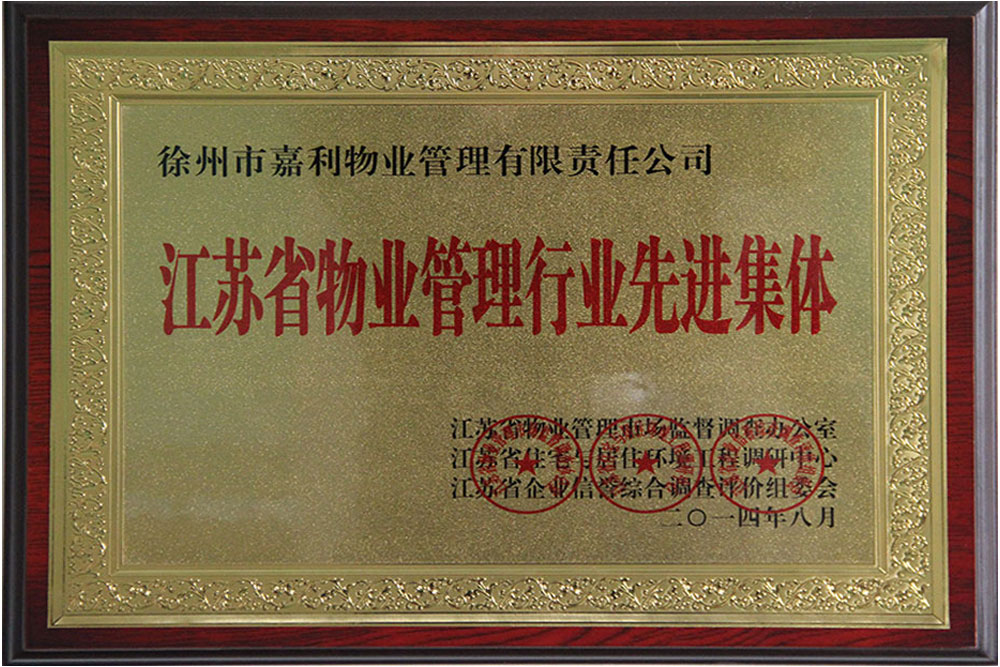 2014年8月市物业管理行业先进集体奖牌